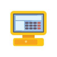 Electronic cash register with touch screen showing processing payment vector