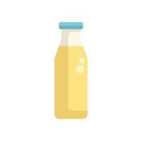 Glass bottle containing refreshing looking yellow juice with bubbles vector
