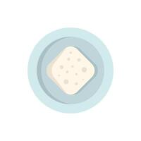 Square slice of bread lying on a plate minimalist illustration vector