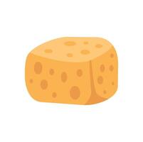 Square piece of swiss cheese with holes isolated on white background vector