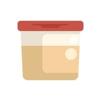 Plastic food container storing leftovers in refrigerator vector