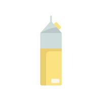 Yellow juice carton with opened cap is standing on white background vector
