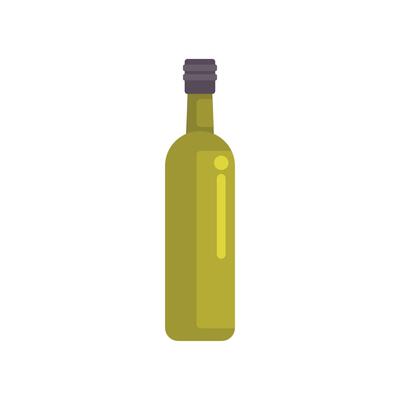 Olive oil bottle standing on white background