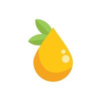Yellow lemon juice drop falling with green leaves vector