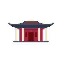 Traditional asian building with curved roof, columns, and red walls vector