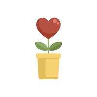 Single red heart growing in a plant pot vector
