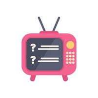 Pink retro tv showing question marks on white background vector