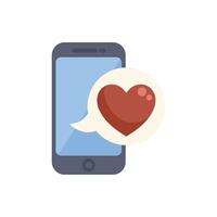 Smartphone showing heart shape inside speech bubble for online dating vector