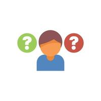 Person choosing between two options represented by question marks vector