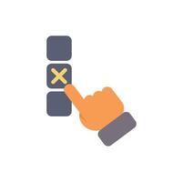 Hand is pressing a delete button on a touchscreen vector
