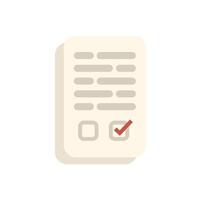 Checklist with tick mark showing completion of business task vector