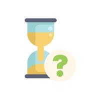Hourglass measuring time passing with question mark showing uncertainty vector