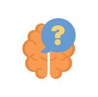 Human brain thinking with question mark inside speech bubble vector