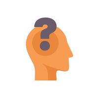 Human head thinking with question mark inside vector