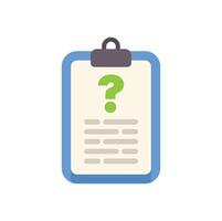 Clipboard showing question mark on paper for examination vector