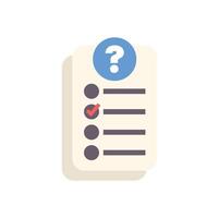 Question mark icon over checklist with red checkmark vector