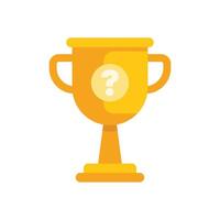 Golden trophy cup with question mark displaying mystery concept vector