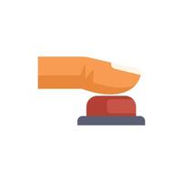 Finger pushing red button activating emergency system vector