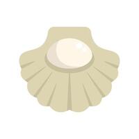 Open oyster shell containing a large, round, white pearl vector