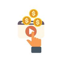 Businessman clicking play button on video website making money online vector