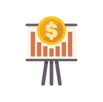 Presentation of financial report showing growth with a big dollar coin vector