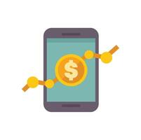 Mobile banking app showing growth with increasing dollar coin value on chart vector