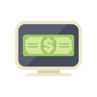 Computer screen displaying dollar bill for online banking and finance vector