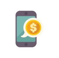 Mobile phone sending a money transfer with a speech bubble vector