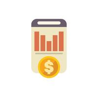 Mobile banking app showing graph and dollar coin icon vector