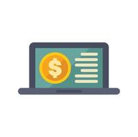 Laptop showing financial data with dollar coin and charts vector