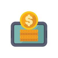 Stack of coins appearing from a mobile phone screen for online payment concept vector