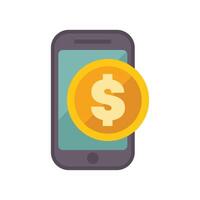Smartphone showing online payment with dollar coin vector