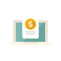 Laptop showing online payment with dollar coin and invoice vector