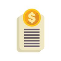 Document with dollar coin representing financial report icon vector