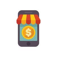 Smartphone showing online shop and dollar sign for e commerce concept vector