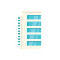Modern office building with large glass windows reflecting blue sky vector