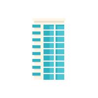 Modern building with blue windows standing tall on white background vector