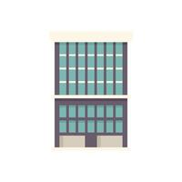 Modern office building with large windows facade in flat design vector