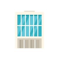 Modern office building with large windows reflecting blue sky vector