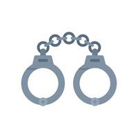 Steel handcuffs restraining with connected chain links vector