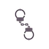 Pair of metal handcuffs restraining with a chain hanging loosely vector