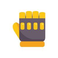 Yellow and grey working glove protecting hand with open fingers on white background vector