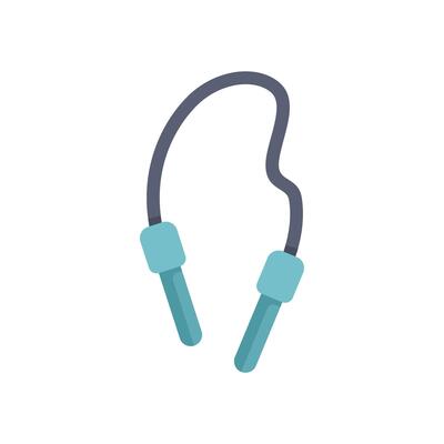 Blue jump rope for fitness training on white background