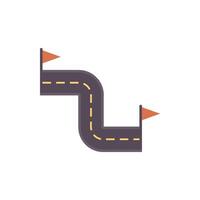 Winding road leading to success with red flags marking the path vector