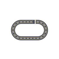 Empty oval asphalt race track with finish line top view vector illustration