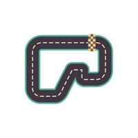 Race track road with checkered finish line showing path to success vector