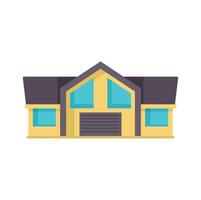 Modern suburban house featuring large garage and attic windows vector