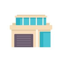 Modern beige house with garage and terrace featuring large windows icon illustration vector