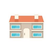 Two storey house with red roof and four windows icon vector