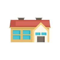 Small office building featuring red roof and large windows vector